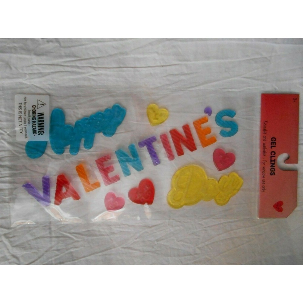 NEW CUTE Happy Valentines Day Hearts Love Window Gel Clings Decorations 17 pcs!